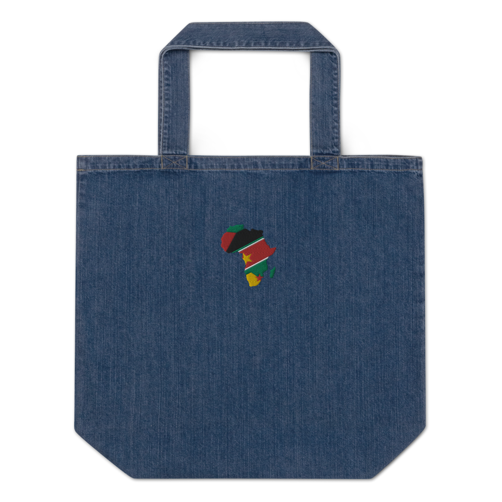 Tote bag en jean écologique Rasin nou - Tjè mwen blendé - KEMIT'ART - Martinique - Guadeloupe - Guyane - Créole