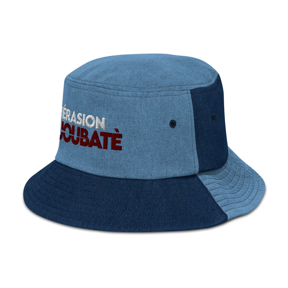 “Jénérasion Djoubatè” denim bucket hat - Fos Kréyol