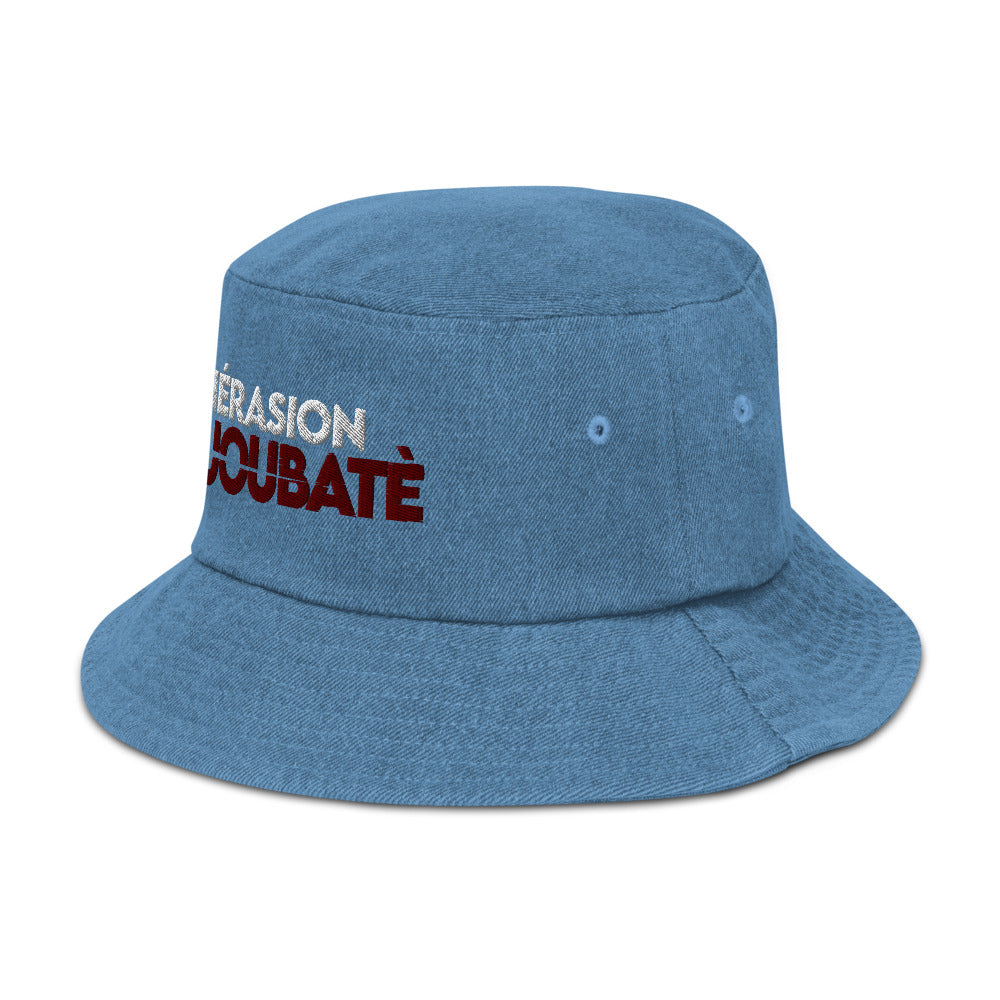 “Jénérasion Djoubatè” denim bucket hat - Fos Kréyol