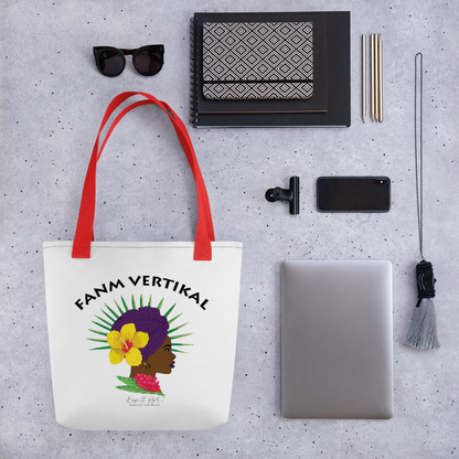 Tote bag Blanc personnalisé - Fanm Vertikal - KEMIT'ART - Martinique - Guadeloupe - Guyane - Créole