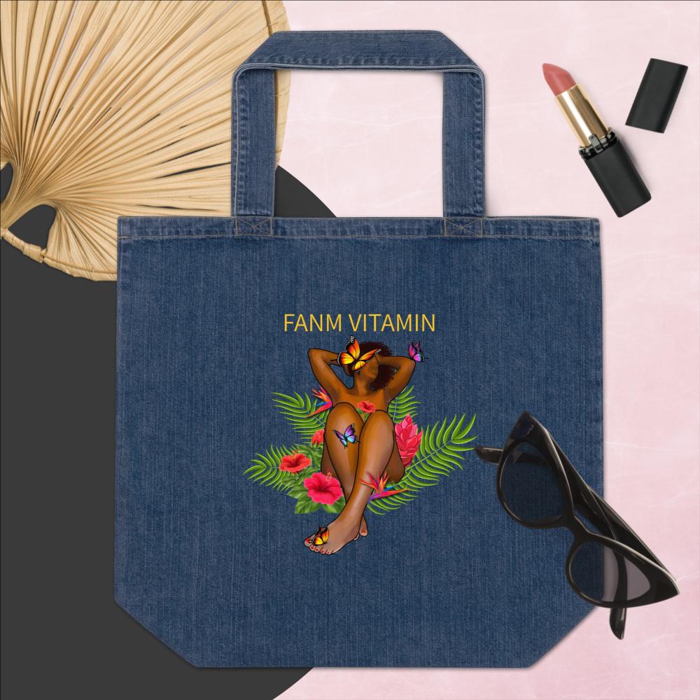 Tote bag en jean écologique "Fanm vitamin" - MayLynn