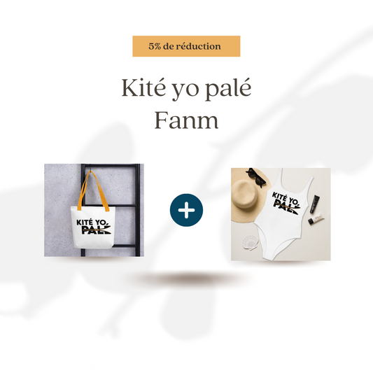 Maillot de Bain 1 Pièce "Kité yo palé" + Tote bag personnalisé "Kité yo palé" - Kofi Jicho Kopo